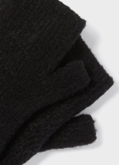 One Size Strick Wollhandschuhe black