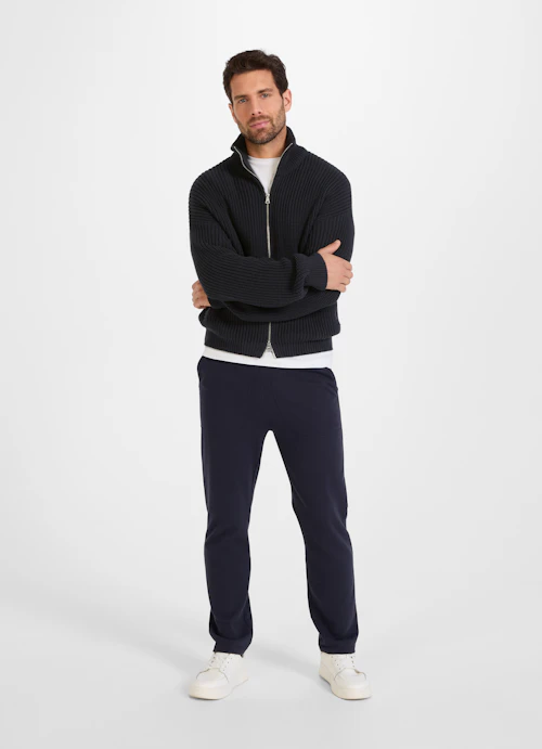 Casual Fit Strick Zip Jacke navy