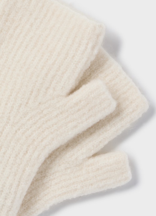 One Size Strick Wollhandschuhe eggshell