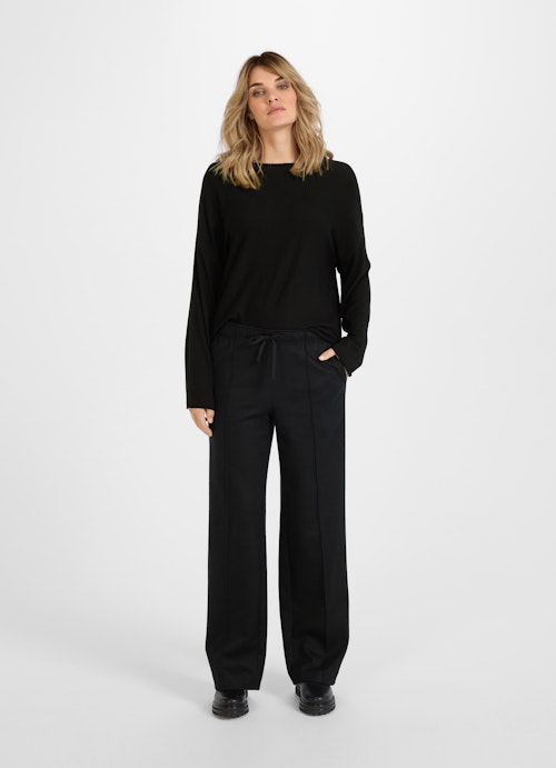 Wide Leg Hosen Flannel - Hose black