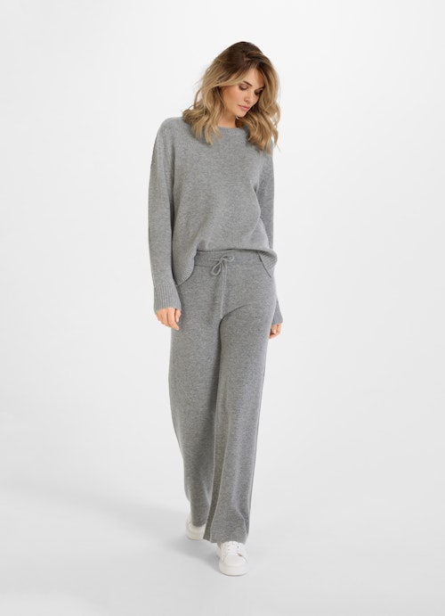 Regular Fit Hosen Cashmere Blend - Strickhose steel grey mel.