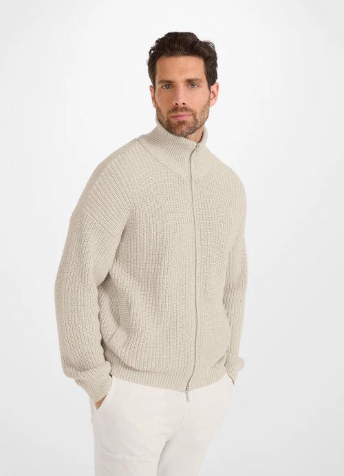 Casual Fit Strick Zip Jacke dune mel.