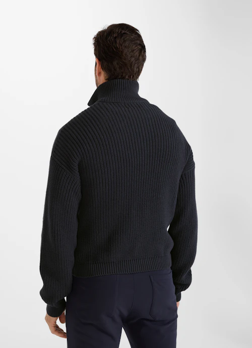 Casual Fit Strick Zip Jacke navy