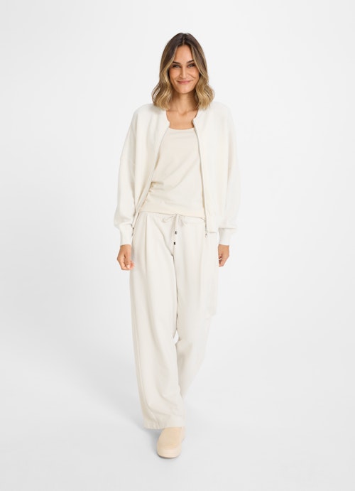 Casual Fit Strick Strickjacke im Bomberstil eggshell