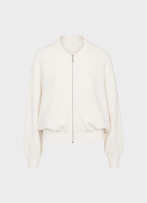 Casual Fit Strick Strickjacke im Bomberstil eggshell