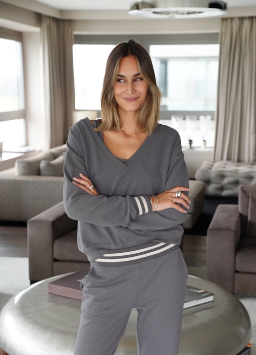 Regular Fit Sweatshirts Sweater w. Lurex graphit