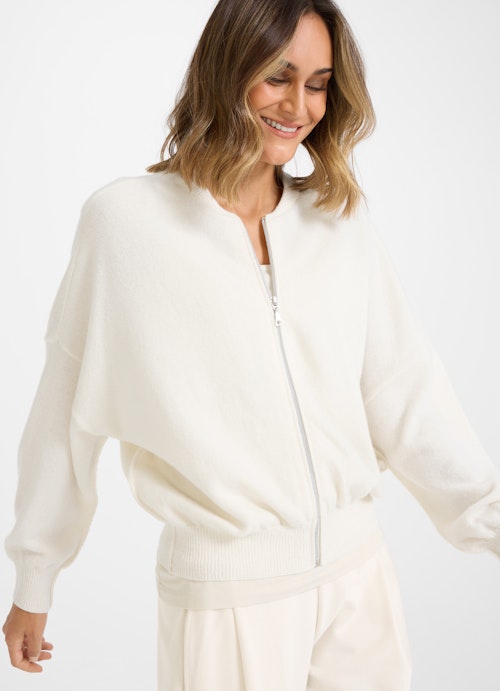 Casual Fit Strick Strickjacke im Bomberstil eggshell
