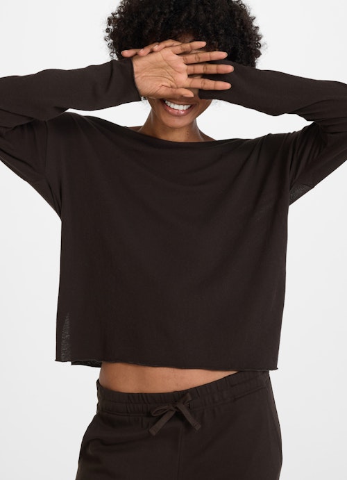 Oversized Fit Long sleeve tops Jersey Modal - Longsleeve bitter chocolate