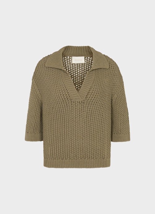 Casual Fit Sweaters Polo shirt dusty olive