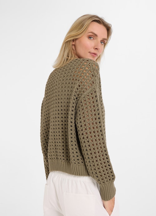 Casual Fit Sweaters Openwork knit sweater dusty olive