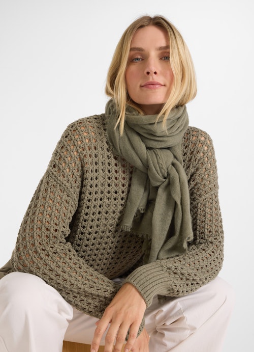 One Size Knitwear Cashmere scarf dusty olive