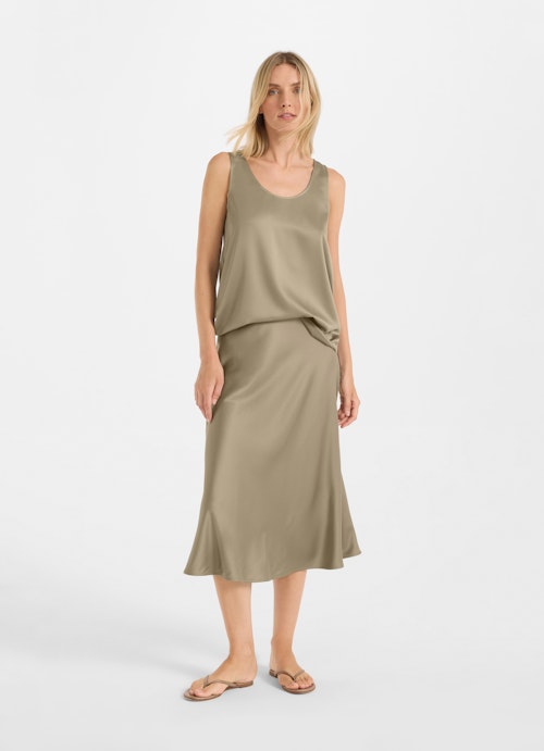 Medium Length Skirts Satin skirt dusty olive