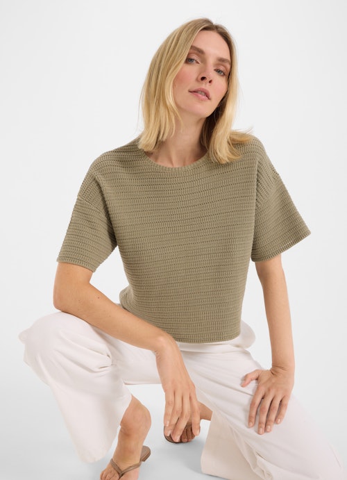 Casual Fit Sweaters Crochet Sweater dusty olive