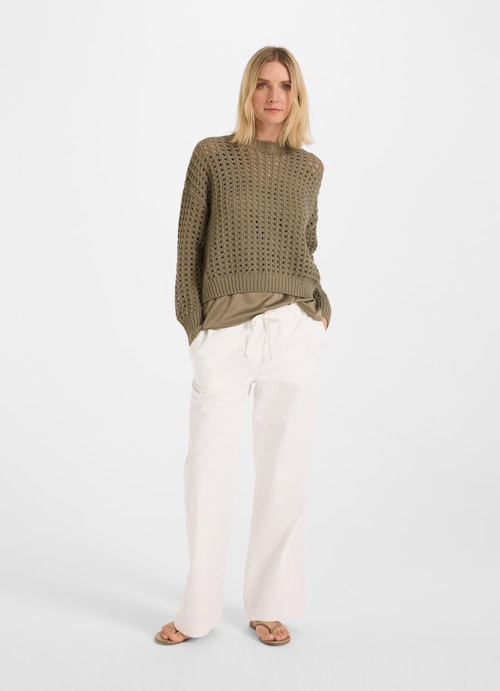 Casual Fit Sweaters Openwork knit sweater dusty olive