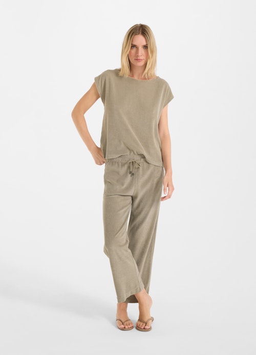 Wide Leg Pants Terry cloth trousers dusty olive
