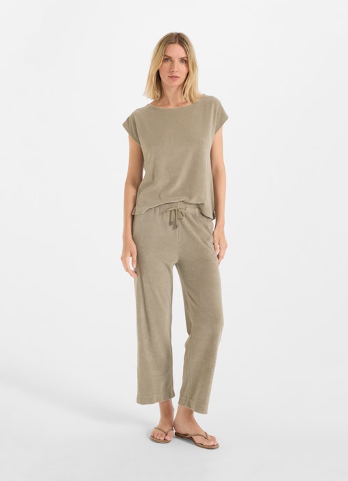 Wide Leg Pants Terry cloth trousers dusty olive