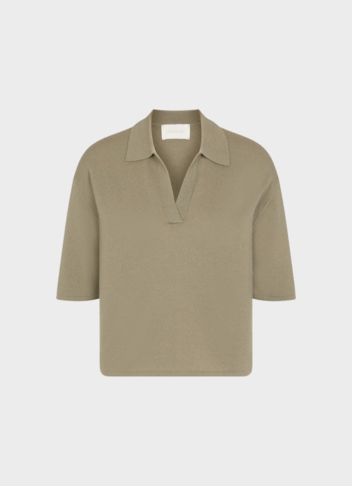 Casual Fit Knitwear Cashmere Blend - Polo dusty olive