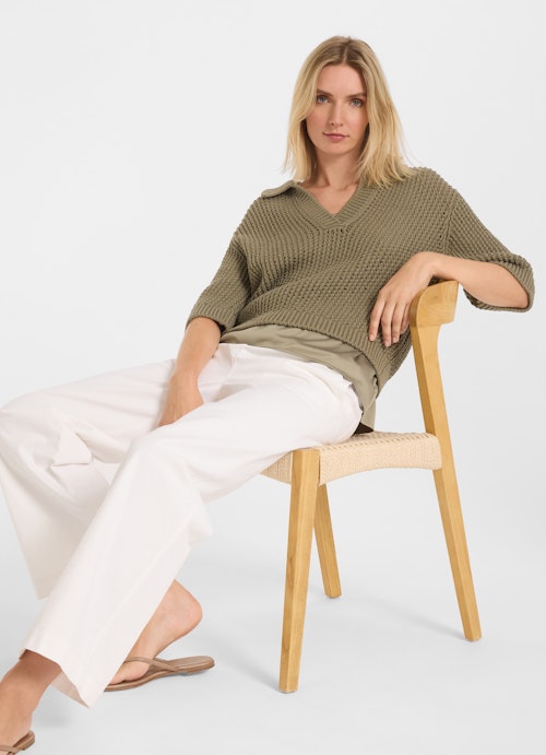 Casual Fit Sweaters Polo shirt dusty olive