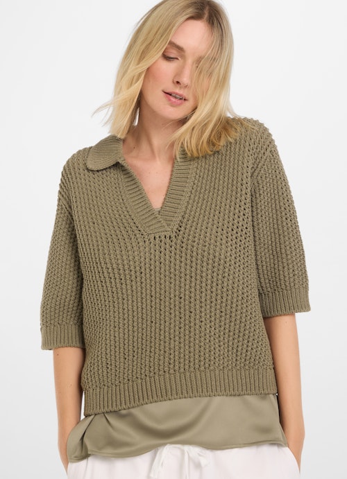 Casual Fit Sweaters Polo shirt dusty olive