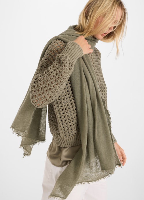 One Size Knitwear Cashmere scarf dusty olive