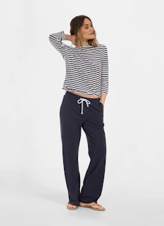 Pantalon fluide bord-côte - Femme