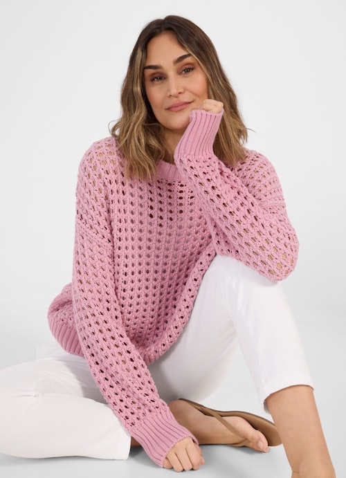 Coupe Casual Fit Maille pull en maille ajourée tea rose
