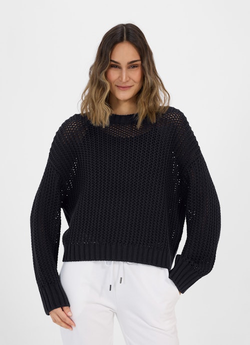 Coupe Casual Fit Maille pull en maille ajourée navy