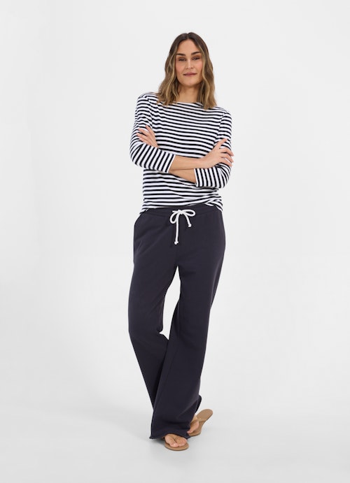 Slim Fit Longsleeves Modal - Longsleeve white-navy