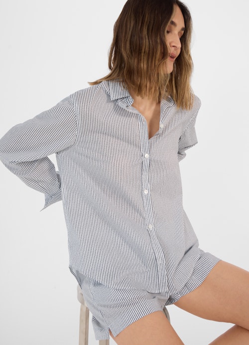 Coupe Regular Fit Chemisiers Blouse en popeline white-navy