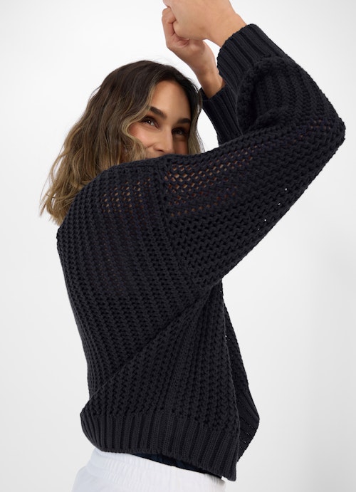 Coupe Casual Fit Maille pull en maille ajourée navy