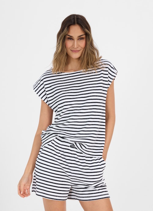 Regular Fit T-Shirts Frottee - Boxy - T-Shirt white-navy