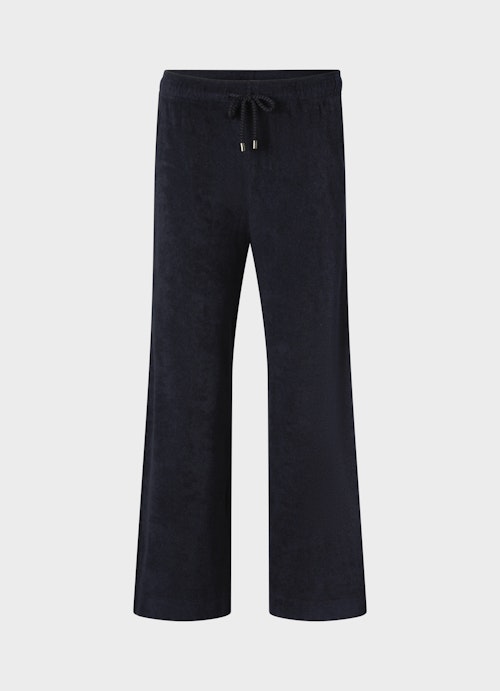 Coupe Wide Leg Pantalons pantalon en tissu éponge navy