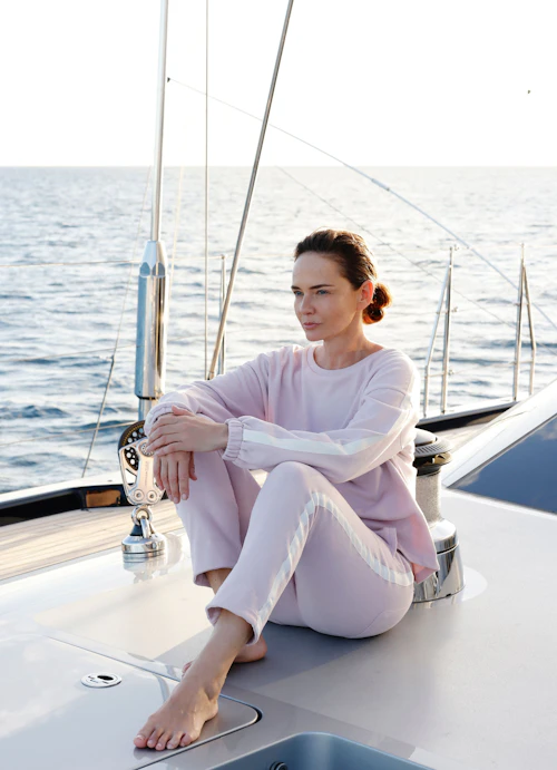 Casual Fit Sweatshirts Monaco Fleece Sweater w. Satin Tape powder rose