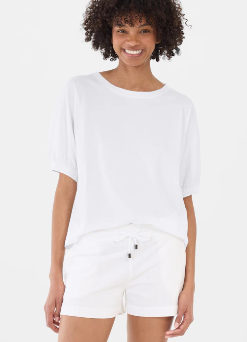 Oversized Fit T-shirts T-Shirt with Puff Sleeves white