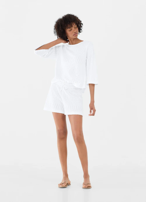 Medium Length Shorts Openwork - Shorts white