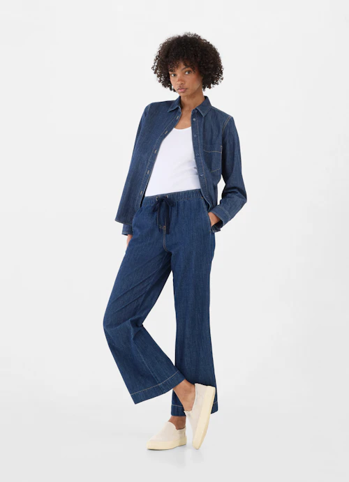 Wide Leg Pants Denim - Pants navy