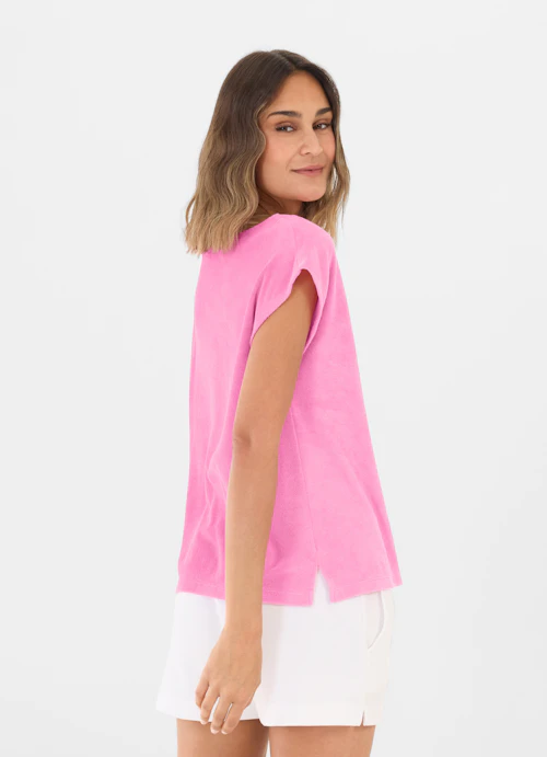 Coupe Regular Fit T-shirts T-shirt carré en tissu éponge begonia pink