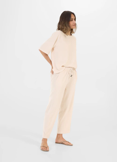 Coupe Wide Leg Pantalon de jogging Culottes en tissu éponge light sand