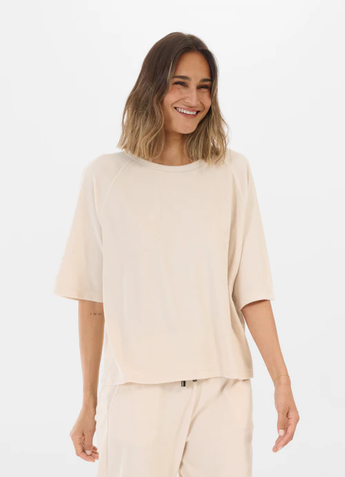 Coupe Boxy Fit T-shirts Chemise en tissu éponge light sand