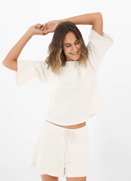 Coupe Regular Fit T-shirts Chemise ajourée eggshell