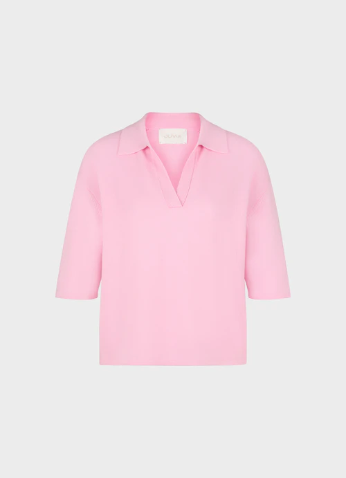 Casual Fit Strick Cashmere Blend - Poloshirt rose bloom