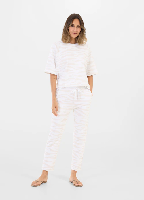Casual Fit Sweatpants Cropped Fleece Pants white