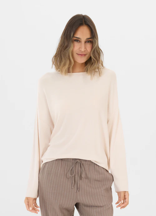 Coupe Casual Fit Maille Pull extensible en viscose light sand