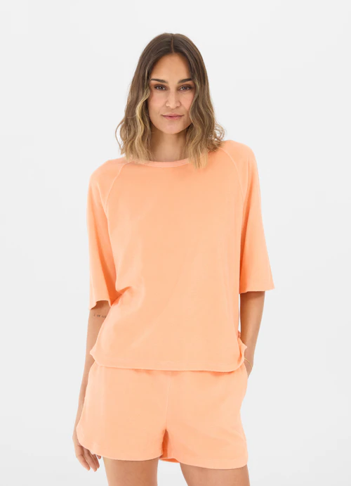 Coupe Boxy Fit T-shirts Chemise en tissu éponge melon