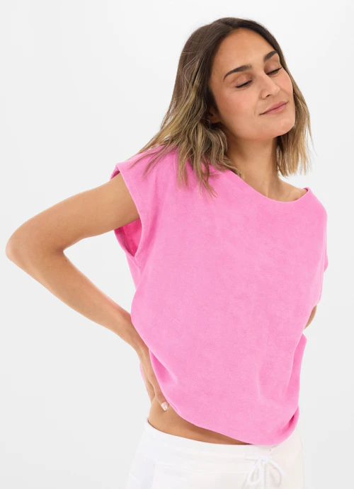 Coupe Regular Fit T-shirts T-shirt carré en tissu éponge begonia pink