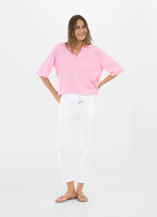 Casual Fit Strick Cashmere Blend - Poloshirt rose bloom