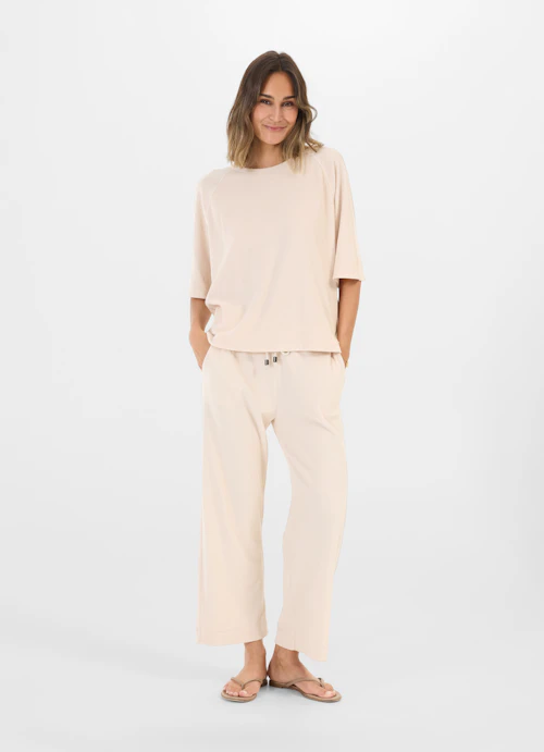 Coupe Wide Leg Pantalon de jogging Culottes en tissu éponge light sand