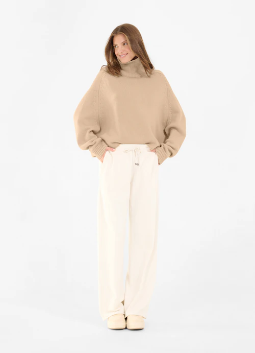 Oversize Strick Cashmere Blend - Rollkragenpullover croissant