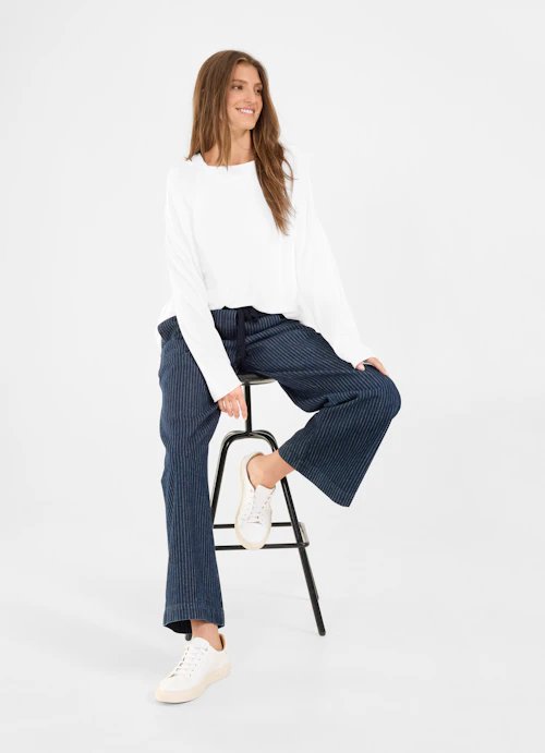 Wide Leg Hosen Denim - Hose navy