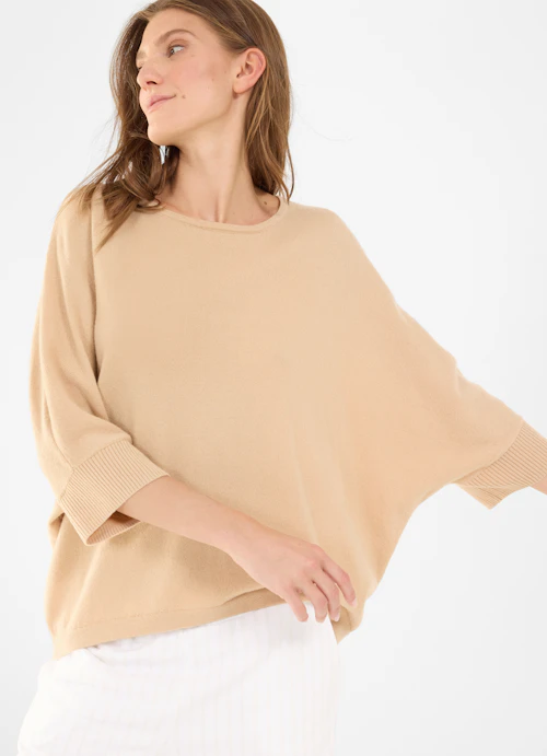 Casual Fit Strick Cashmere Blend - Pullover croissant